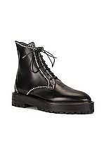 ALAÏA Leather Micro Oeillets Boots in Noir, view 2, click to view large image.