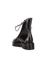 ALAÏA Leather Micro Oeillets Boots in Noir, view 3, click to view large image.