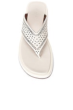 ALAÏA Vienne Plastron Thong Sandals in Blanc Casse, view 4, click to view large image.