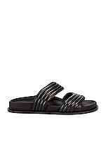 ALAÏA Leather Slides in Noir, view 1, click to view large image.