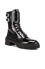 ALAÏA Buckle Military Boots in Noir, view 2, click to view large image.