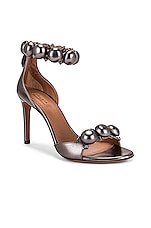 ALAÏA Metallic Bombe Sandals in Cendre, view 2, click to view large image.