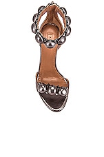 ALAÏA Metallic Bombe Sandals in Cendre, view 4, click to view large image.