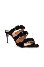 ALAÏA Pom Pom Studded Mules in Noir, view 2, click to view large image.
