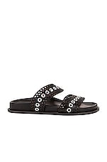 ALAÏA Perforated Eyelet Slides in Noir, view 1, click to view large image.
