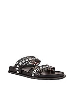 ALAÏA Perforated Eyelet Slides in Noir, view 2, click to view large image.