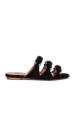 ALAÏA Leather Bombe Sandals in Noir, view 1, click to view large image.