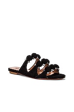 ALAÏA Leather Bombe Sandals in Noir, view 2, click to view large image.