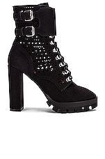 ALAÏA Perforated Military Boots in Noir, view 1, click to view large image.