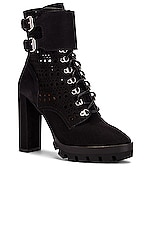 ALAÏA Perforated Military Boots in Noir, view 2, click to view large image.