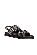 ALA?A Eyelet Slingback Sandals in Noir, view 2, click to view large image.