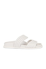 ALAÏA Leather Slides in Blanc Casse, view 1, click to view large image.