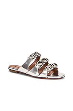 ALAÏA Mirror Bombe Sandals in Argent, view 2, click to view large image.