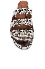 ALAÏA Mirror Bombe Sandals in Argent, view 4, click to view large image.