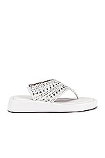 ALAÏA Vienne Thong Platform Sandals in Blanc Casse, view 1, click to view large image.