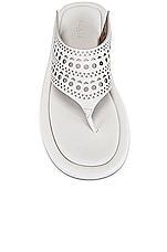 ALAÏA Vienne Thong Platform Sandals in Blanc Casse, view 4, click to view large image.