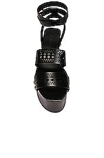 ALAÏA Vienne Wooden Ankle Strap Wedges in Noir, view 4, click to view large image.