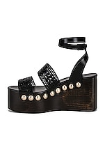 ALAÏA Vienne Wooden Ankle Strap Wedges in Noir, view 5, click to view large image.