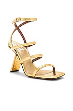ALAÏA Perfo Sandal 10 in Or, view 2, click to view large image.