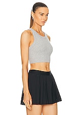 alo Seamless Delight High Neck Bra in Athletic Heather Grey, view 2, click to view large image.