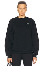 alo Accolade Crew Neck Pullover Sweatshirt in Black | FWRD