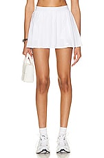 alo Varsity Tennis Skirt in White, view 1, click to view large image.