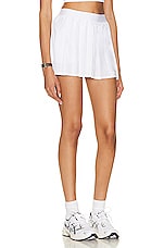 alo Varsity Tennis Skirt in White, view 2, click to view large image.
