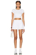 alo Varsity Tennis Skirt in White, view 4, click to view large image.
