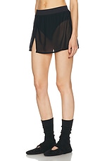 alo Mesh Sheer Bliss Skirt in Black, view 3, click to view large image.