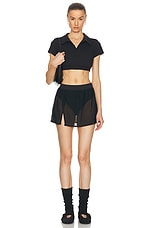 alo Mesh Sheer Bliss Skirt in Black, view 5, click to view large image.