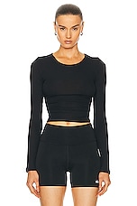 alo Gather Long Sleeve Top in Black, view 1, click to view large image.