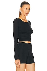 alo Gather Long Sleeve Top in Black, view 2, click to view large image.