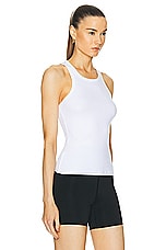 alo Ribbed Devoted Tank Top in White, view 2, click to view large image.