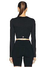 alo Alosoft Crop Finesse Long Sleeve Top in Black, view 3, click to view large image.