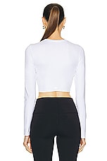 alo Alosoft Crop Finesse Long Sleeve Top in White, view 3, click to view large image.