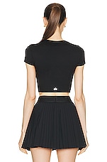 alo Soft Crop Finesse Short Sleeve Top in Black, view 3, click to view large image.