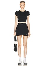 alo Soft Crop Finesse Short Sleeve Top in Black, view 4, click to view large image.