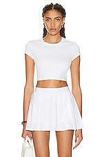 alo Soft Crop Finesse Short Sleeve Top in White, view 1, click to view large image.