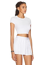 alo Soft Crop Finesse Short Sleeve Top in White, view 2, click to view large image.
