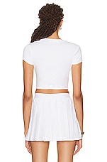 alo Soft Crop Finesse Short Sleeve Top in White, view 3, click to view large image.