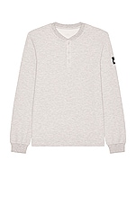 alo Micro Waffle Fast Break Henley in Heather Grey, view 1, click to view large image.