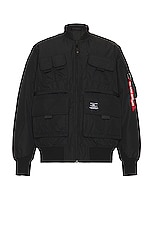 ALPHA INDUSTRIES Multi Pocket Flight Jacket in Black, view 1, click to view large image.