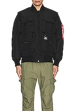 ALPHA INDUSTRIES Multi Pocket Flight Jacket in Black, view 5, click to view large image.
