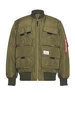 ALPHA INDUSTRIES Multi Pocket Flight Jacket in Og-107 Green, view 1, click to view large image.