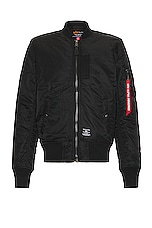 ALPHA INDUSTRIES Ma-1 Mod Flight Jacket in Black, view 1, click to view large image.
