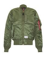 ALPHA INDUSTRIES Ma-1 Mod Flight Jacket in Sage, view 1, click to view large image.