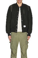 ALPHA INDUSTRIES Varsity Flight Jacket in Og-107 Green & Heather, view 4, click to view large image.