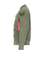 ALPHA INDUSTRIES L-2b Rip And Repair Flight Jacket in Og-107 Green, view 3, click to view large image.
