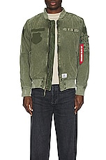 ALPHA INDUSTRIES L-2b Rip And Repair Flight Jacket in Og-107 Green, view 5, click to view large image.