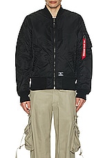 ALPHA INDUSTRIES Ma-1 Mod Flight Jacket in Black, view 3, click to view large image.